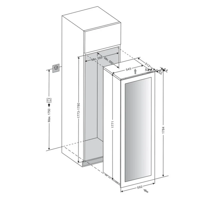 Weinkühlschrank 115 Flaschen mQuvée WineKeeper 112D Fullglass Black Push/Pull