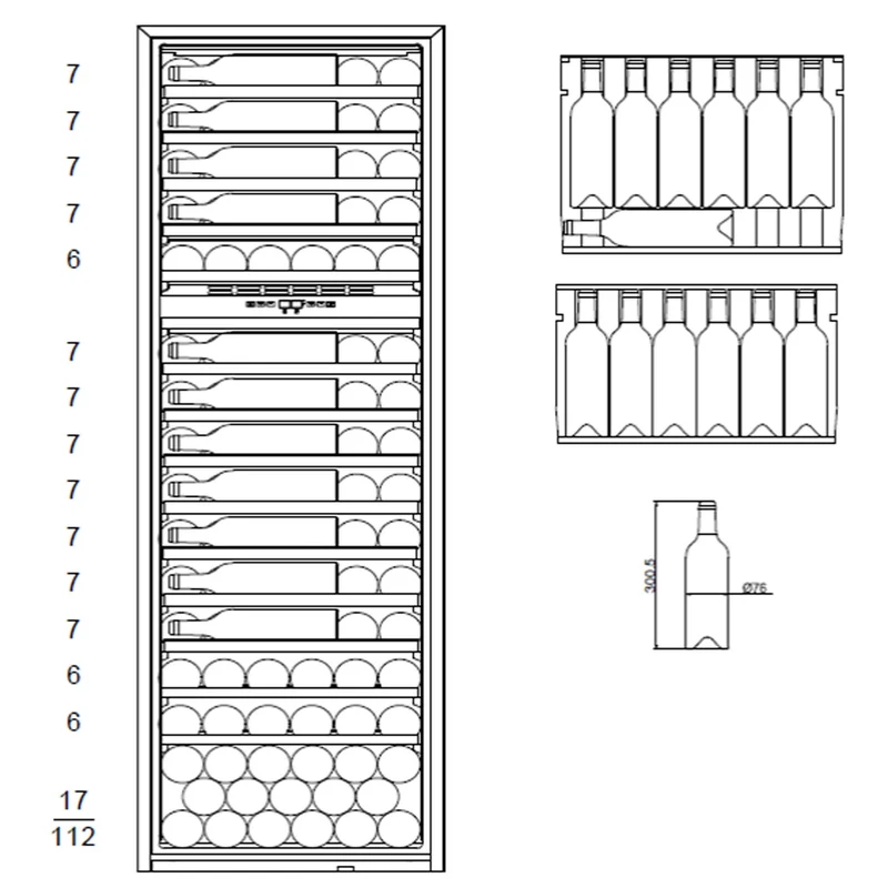 Weinkühlschrank 115 Flaschen mQuvée WineKeeper 112D Fullglass Black Push/Pull
