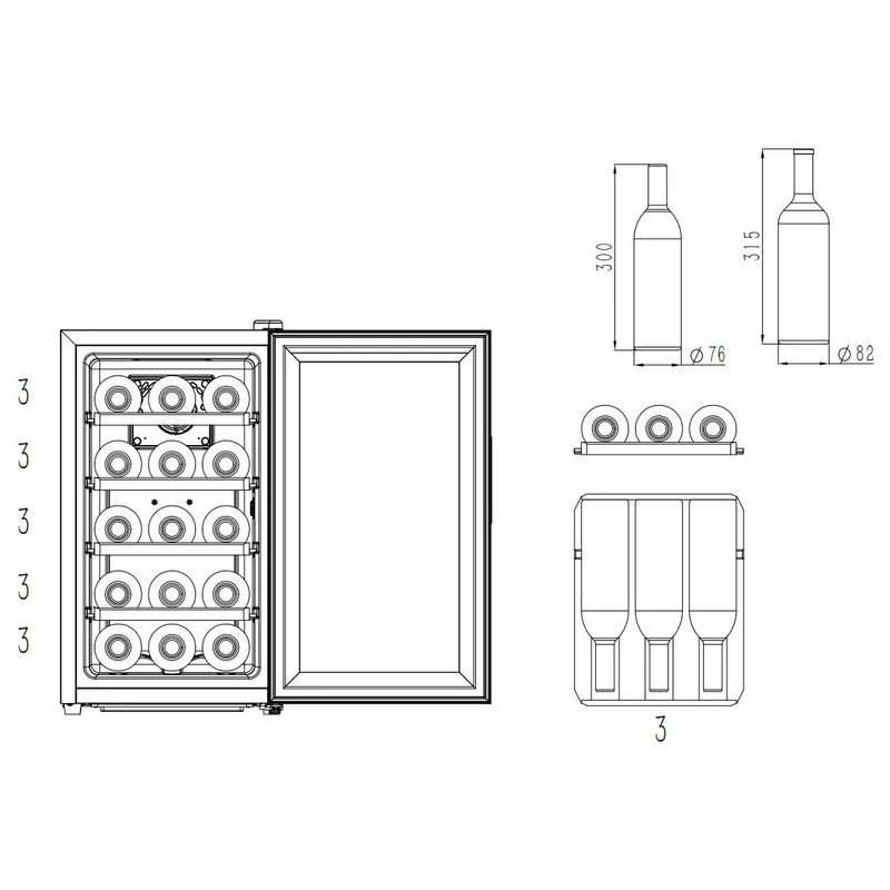 Weinkühlschrank 15 Flaschen Cavin Northern Collection 15 Black