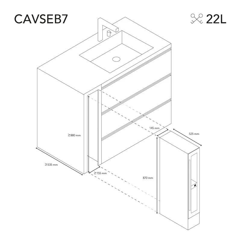 Weinkühlschrank 7 Flaschen Les Petits Champs CAVSEB7 Black