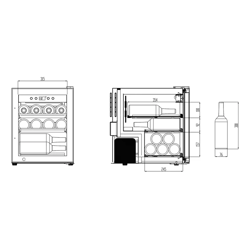 Weinkühlschrank 12 Flaschen Caso WineSafe 12 classic Black