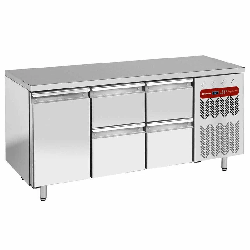 Kühltisch Edelstahl mit Umluftkühlung , 1400 mm , EN 600x400, TG3N/H-R2_2XK1/2-H