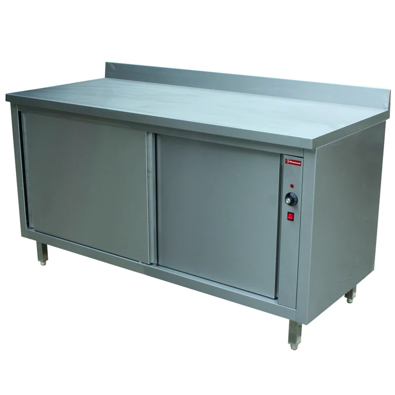 Profi Wärmeunterschrank 160 cm mit Schiebetüren und Arbeitsplatte, TE167/B-D