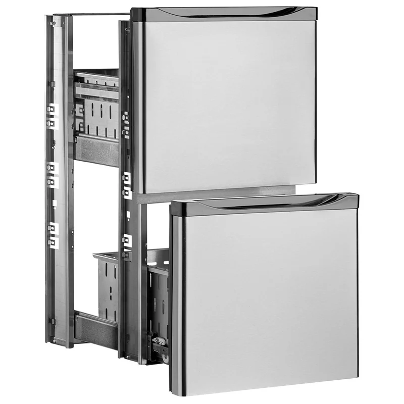 Schubladenblock Edelstahl , 2 Auszüge , 570x570x570 mm, T1/2-X
