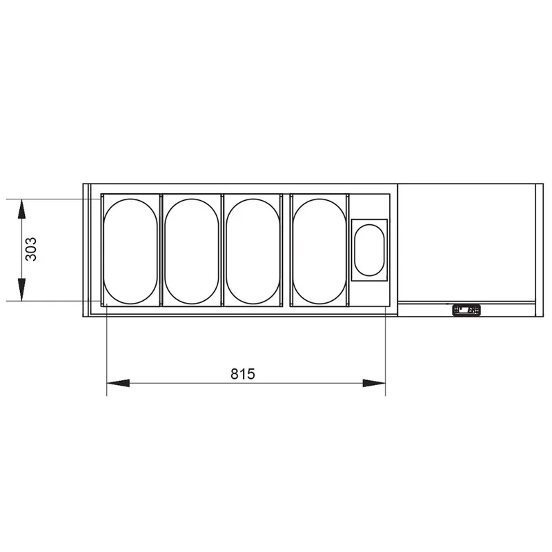 Kühlaufsatz für 4x GN 1/3 + 1x GN 1/9 mit Edelstahldeckel, 133 cm, SY132G/CP9