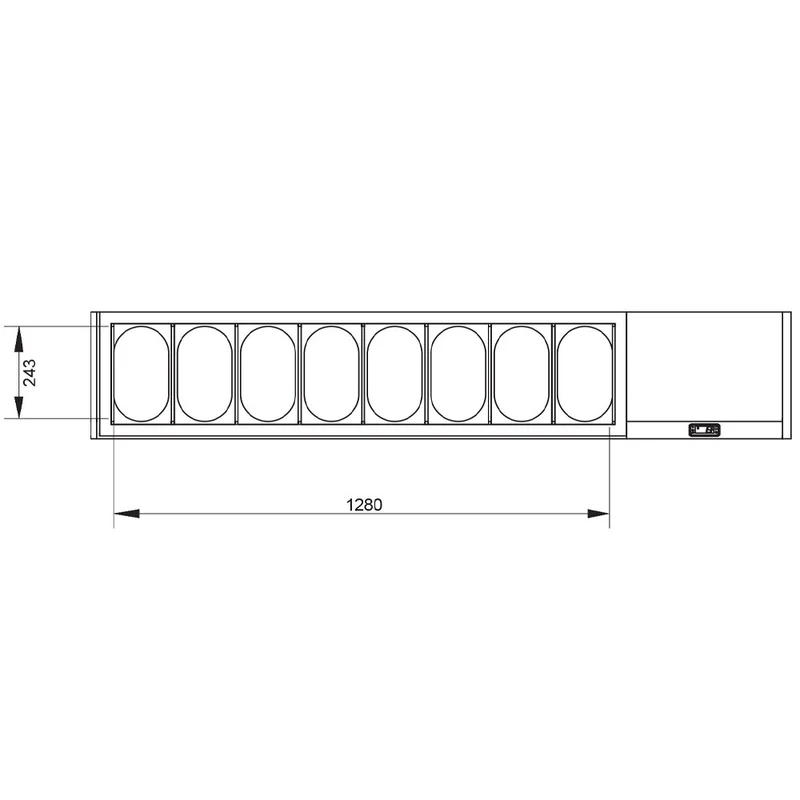 Kühlaufsatzvitrine Edelstahl , 180 cm für 8x GN 1/4 , mit Klappdeckel, SX175G/CP9