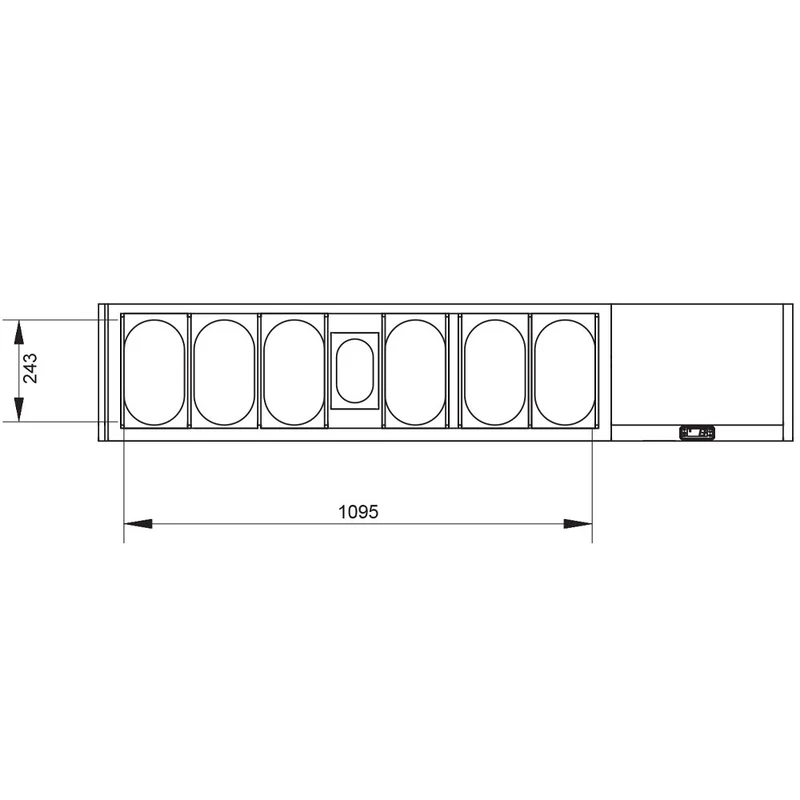 Kühlaufsatzvitrine 161 cm mit Glasaufbau für 6x GN 1/4 & 1x GN 1/9, SX160G/PP9