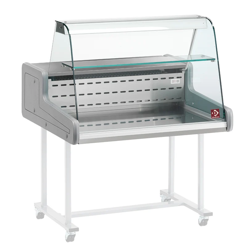 Tischkühlvitrine mit gebogenem Glasaufbau , 150 cm , Statische Kühlung, SUP15-ZC/R2