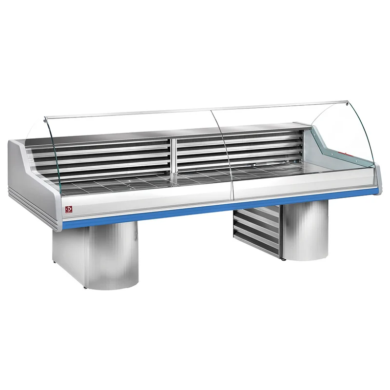 Fischkühltheke 3000 mm , Gebogenes Glas , Edelstahl AISI 316, SG30B/B1-R2