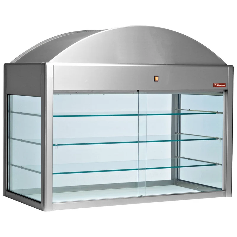 Ausgabevitrine ungekühlt , 3 Ebenen , Edelstahl , 141 cm breit, S80/VNN15