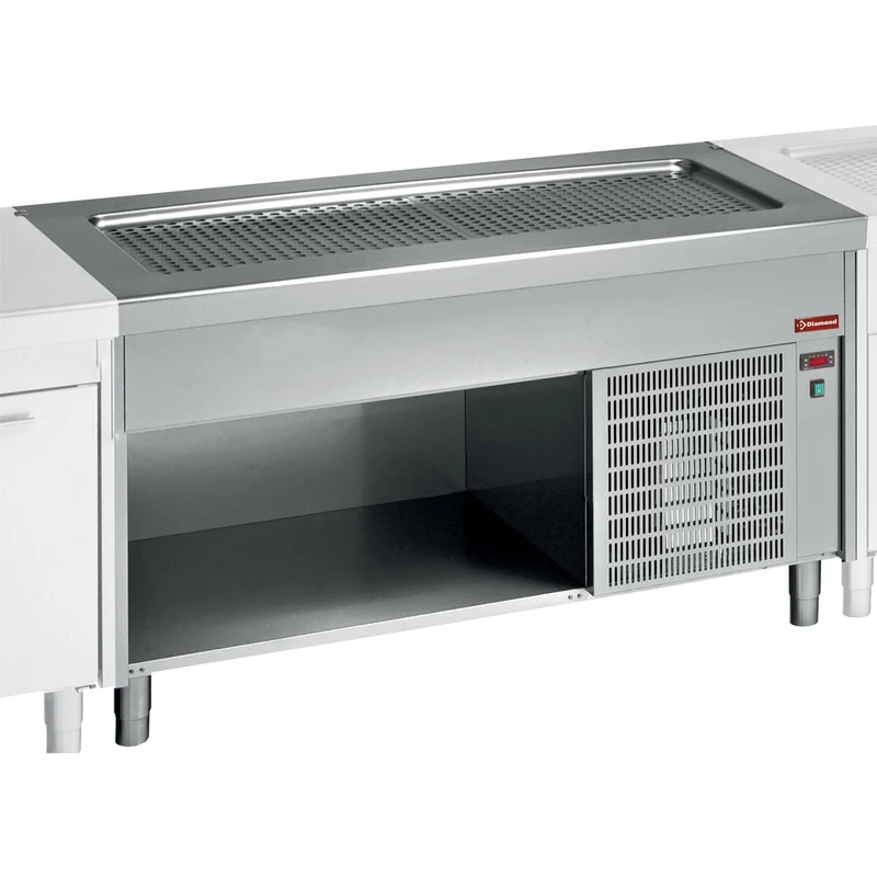 Professionelle Kühlplatte mit offenem Unterbau , 3x GN 1/1 , Edelstahl, S80/RPT12-R2