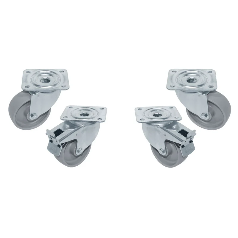 Edelstahl-Lenkrollen im 4er-Set, 2 mit Feststeller, RTG4-P9
