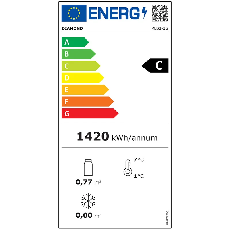 Profi Barkühlschrank 3-türig , 500 L mit Umluftkühlung, RLB3-3G