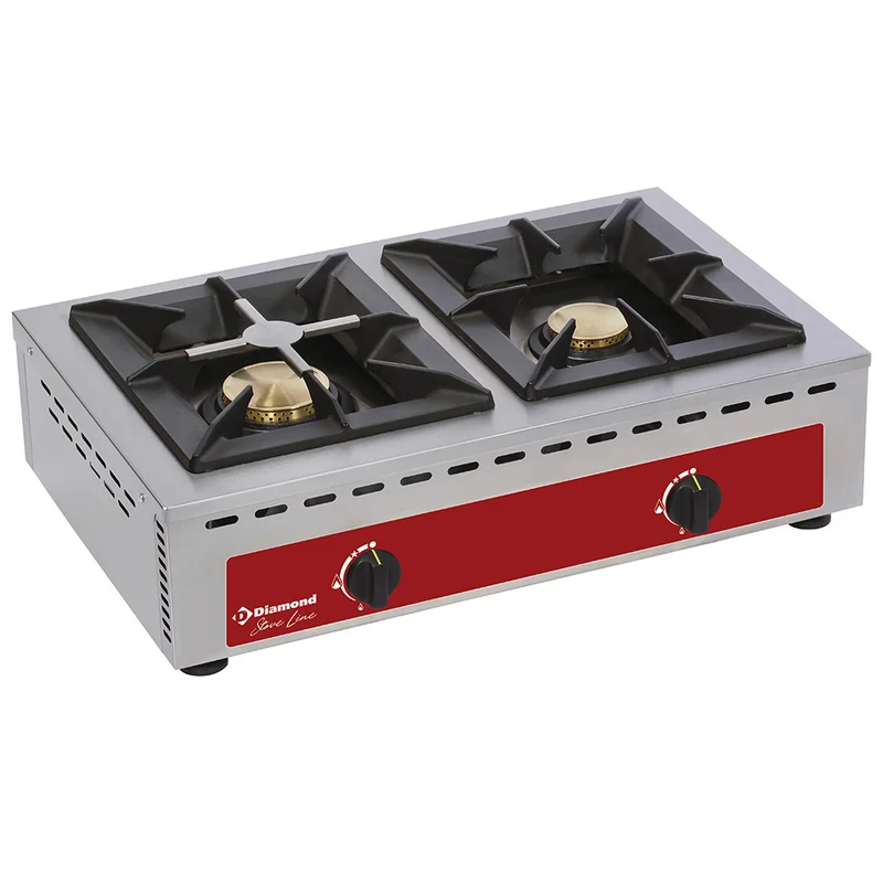 Profi Gaskocher 2-flammig , 12 kW Tischgerät aus Edelstahl, RF2G/Q