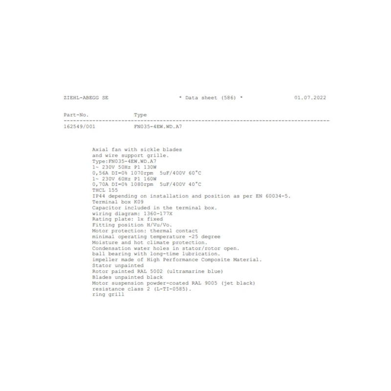 Lüftereinheit FN035-4EW.WD.A7 Ziehl-Abegg