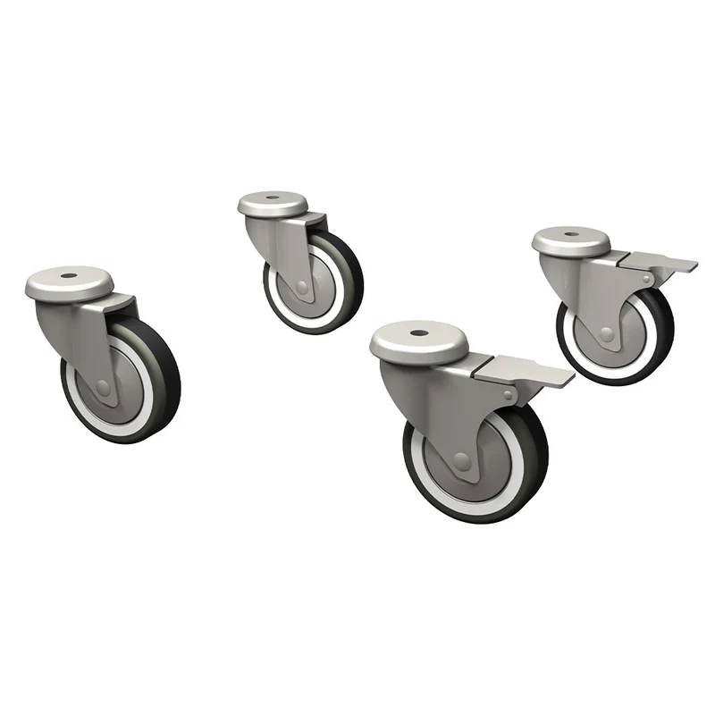 Lenkrollen-Satz Ø 100 mm , 4er-Set aus verzinktem Stahl, 2 mit Feststeller, PR-GBT-T