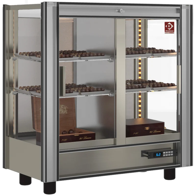Pralinen Kühlvitrine 86 cm , mit LED-Beleuchtung & UV-Schutz, PCC-1-R6