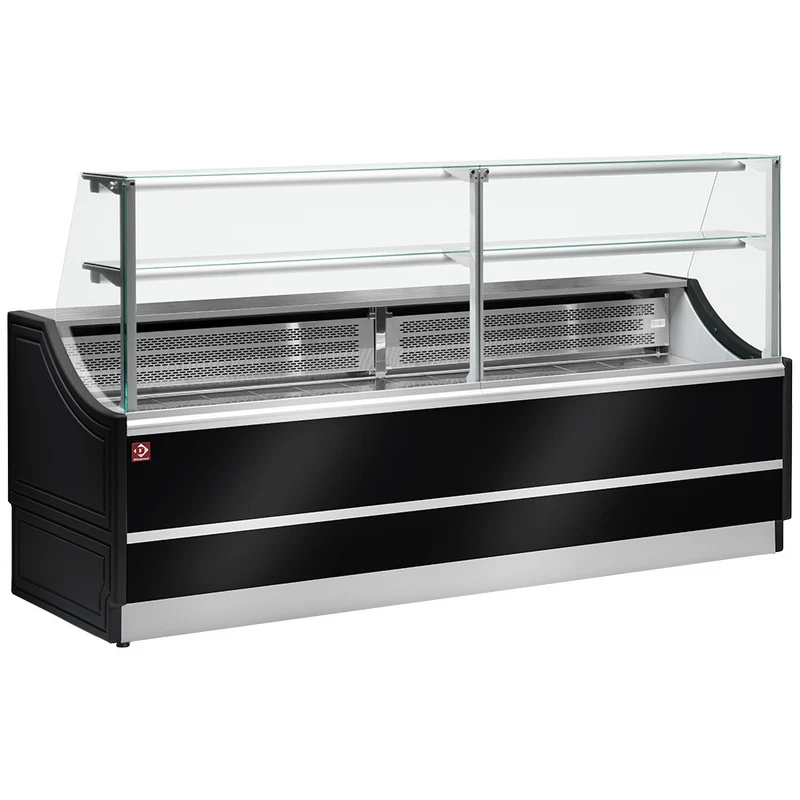 Kühltheke mit geradem Glasaufbau , 250 cm , Gekühltes Reservefach, OL250/B5-R/R2