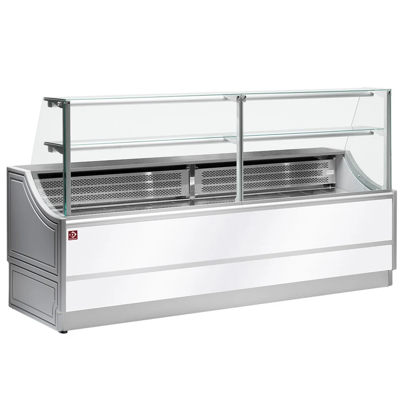 Kühltheke mit gekühltem Unterbau , 200 cm , Gerade Glasfront, OL200/A2-R/R2