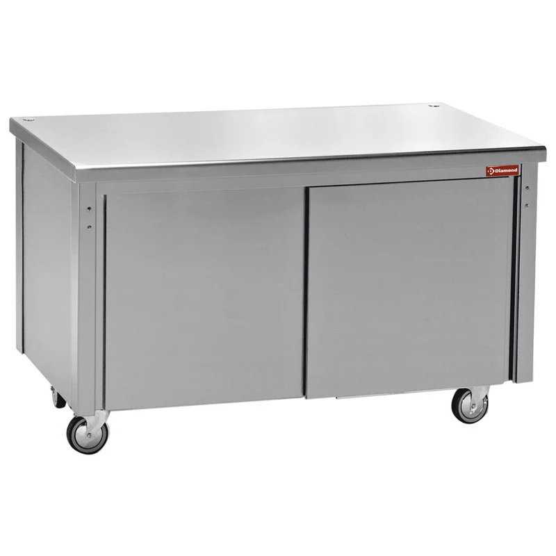 Edelstahl-Arbeitsschrank mit Pendeltüren , 1500 mm , 4x GN 1/1, NA15