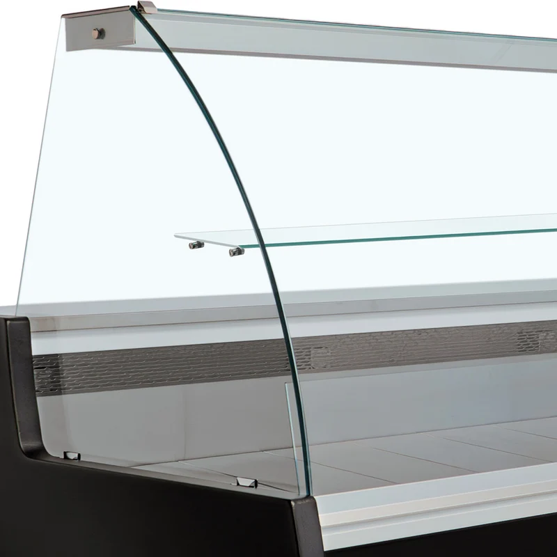Kühltheke mit gebogenem Glas, Umluftkühlung & Reservefach , 150 cm, MA15/B5-R2V