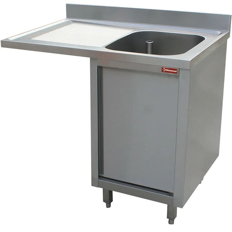 Edelstahl-Spültisch mit Unterbauschrank, 1400 mm – 1 Becken & Stellplatz für Geschirrspüler, L1411VS-AS
