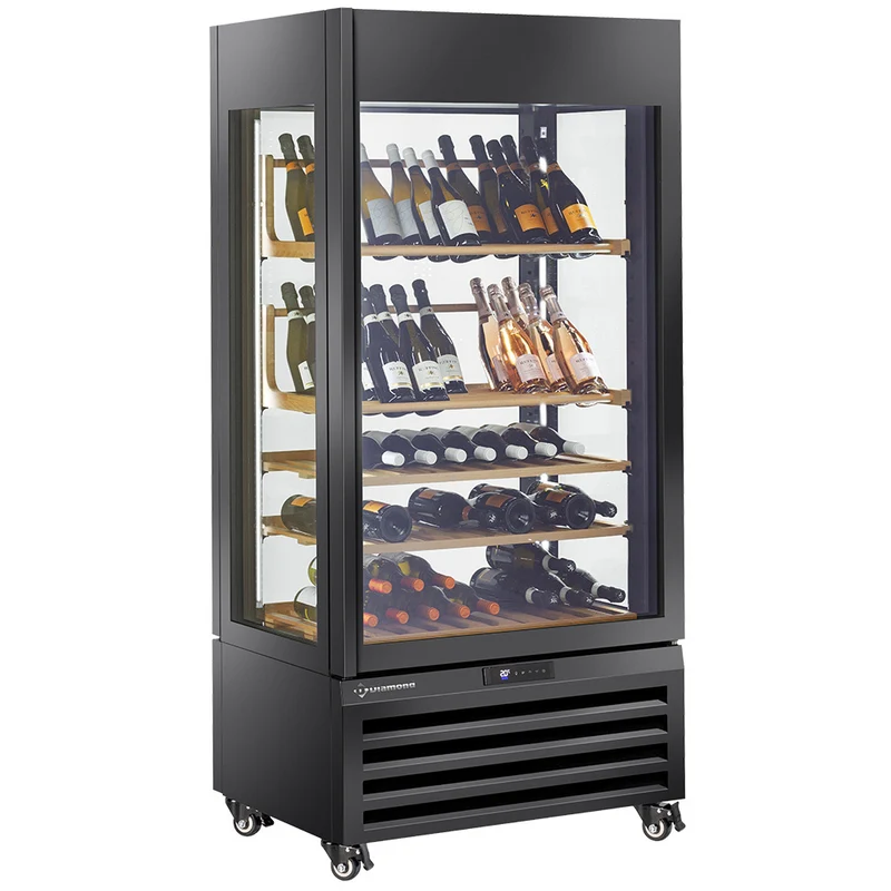 Professioneller Weinkühlschrank 600 L , Schwarz , Umluftkühlung & Vollglastür, MAX/609-VB2