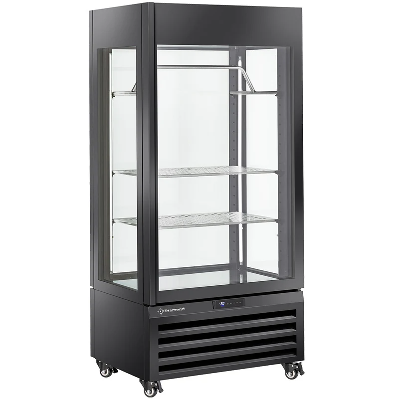 Profi Kühlvitrine 600 L , Umluftkühlung , Schwarz, MAX/607-MB