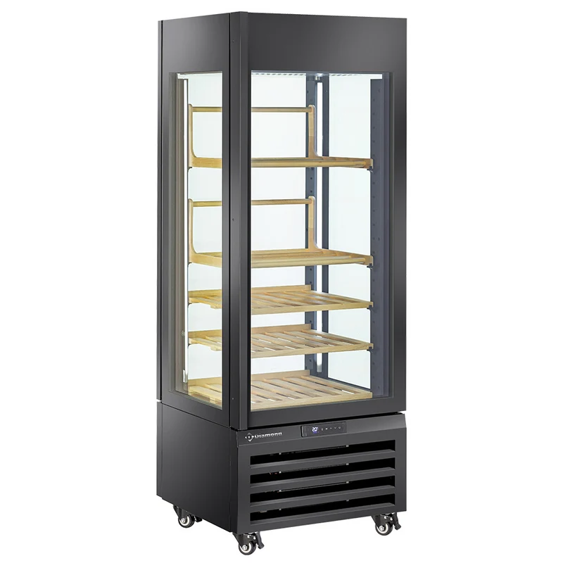 Weinklimaschrank 440 L mit Glastür & Umluftkühlung , schwarz, MAX/507-VB2