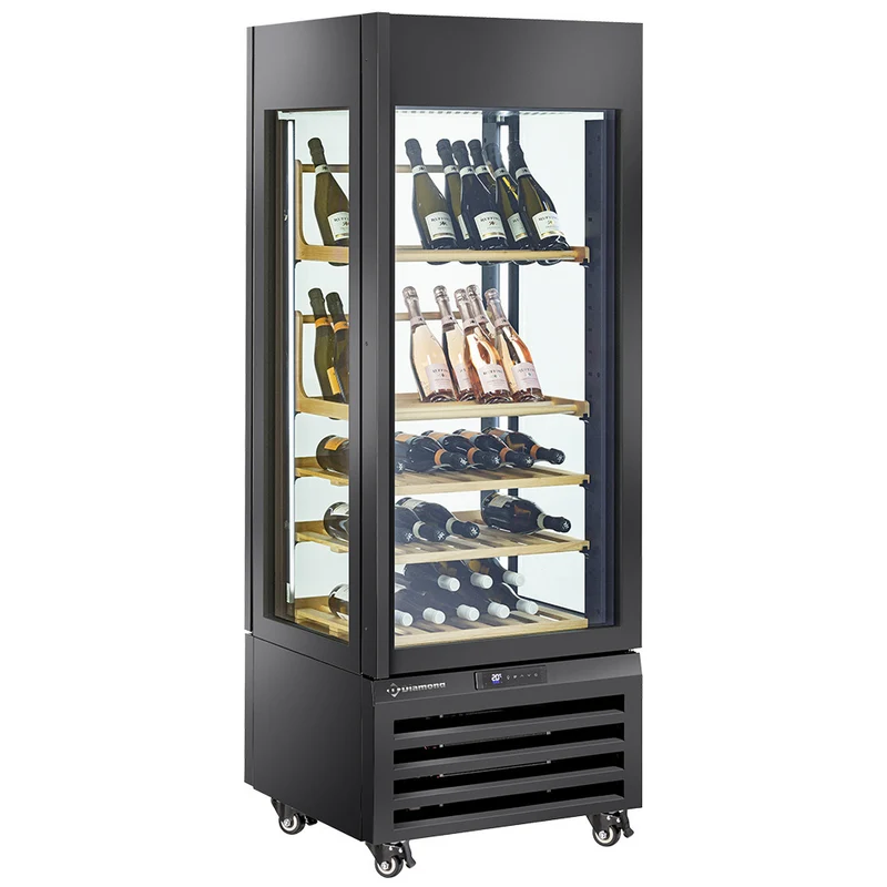 Weinklimaschrank 440 L mit Glastür & Umluftkühlung , schwarz, MAX/507-VB2