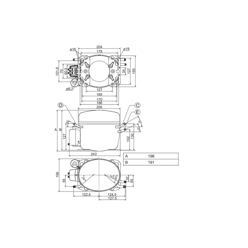 Kompressor FR8.5CL Danfoss Secop