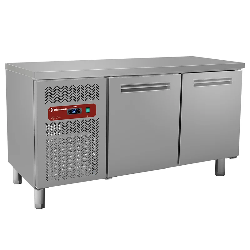 Profi Edelstahl-Kühltisch mit Arbeitsplatte, 150 cm, BMIV15/R2_BC1/2-TP