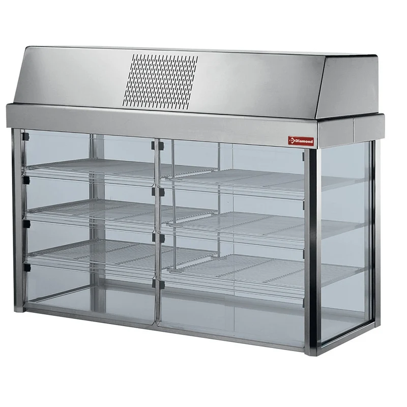 Gekühlte Bedienungsvitrine für 4 x GN 1/1 , 3 Ebenen , Edelstahl, IN/VTAF15-R2