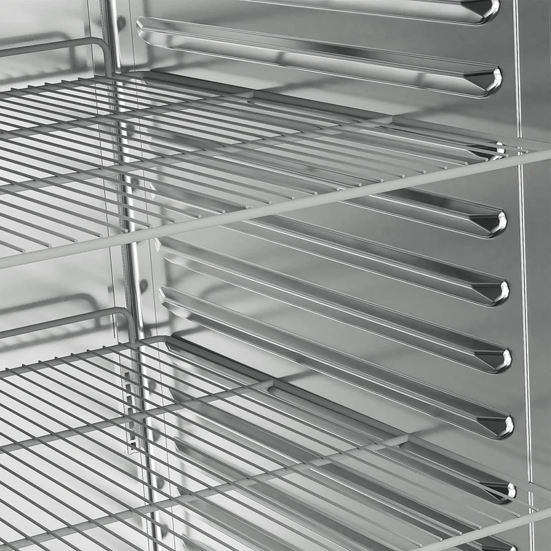 Edelstahlkühlschrank 1400L , 2 Glastüren , GN 2/1 , fahrbar, ID140/R9G