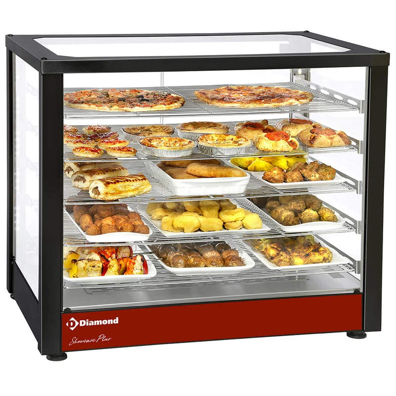 Wärmevitrine Auftisch , 5 Ebenen , Panorama-Verglasung, belüftet, HSD5-B2