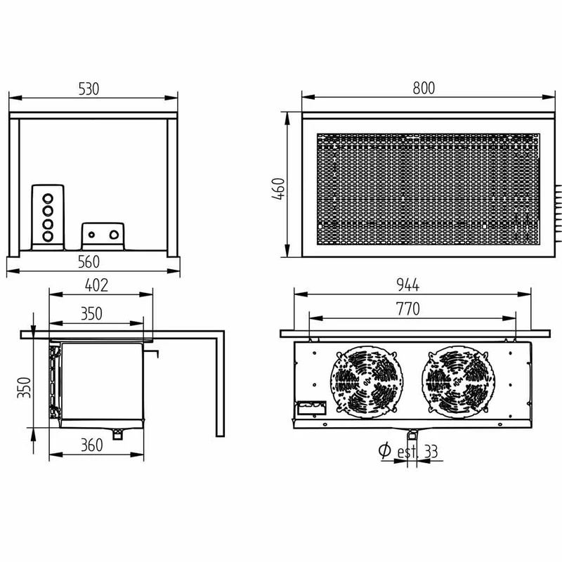 Split-Kühlaggregat für Kühlzellen bis 18 m³ , Normalkühlung, HP122T-4Q