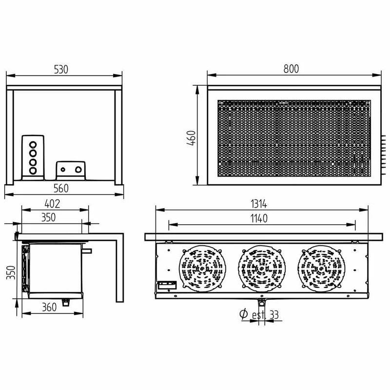 Kompakt-Tiefkühlaggregat für Tiefkühlräume bis 27,8 m³ , -15/-25°C, HN300T-5U