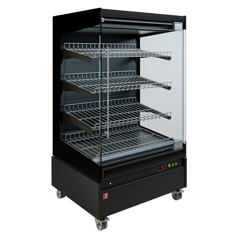 Heißvitrine für Selbstbedienung , 80 cm breit , fahrbar , Schwarz, HAS08-P5
