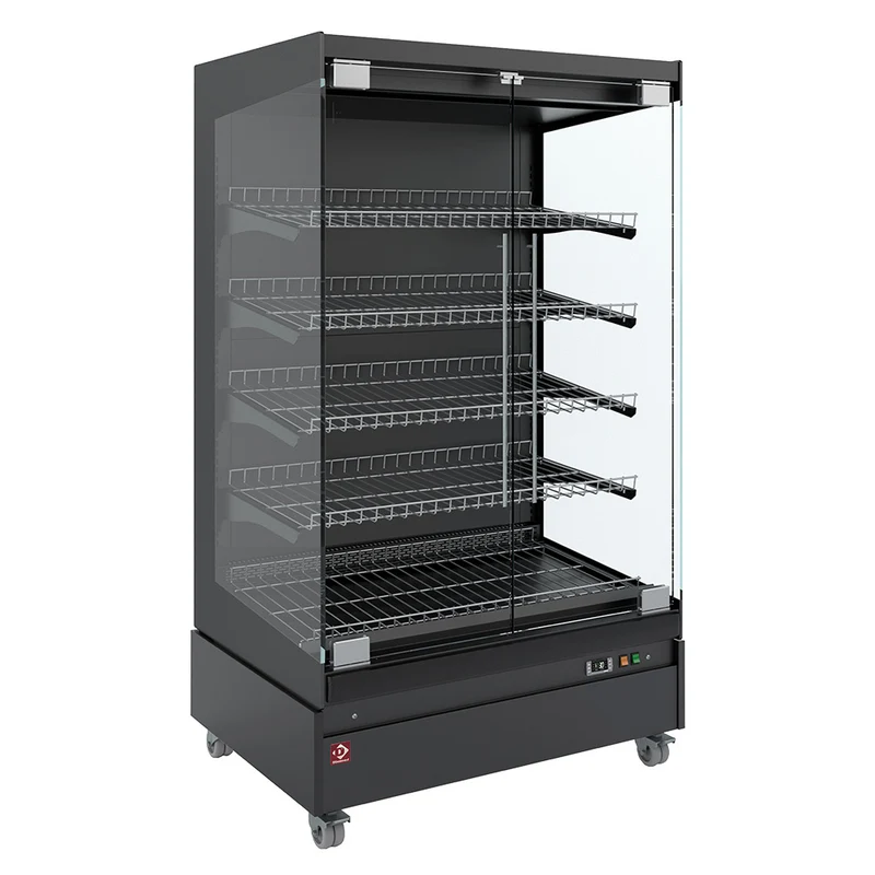 Wärmevitrine für Selbstbedienung , 100cm , Fahrbar , Schwarz, HAS10-G5