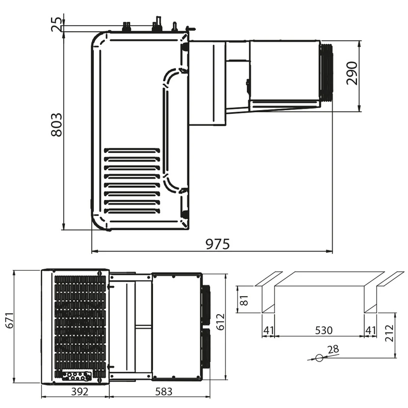 Huckepack-Tiefkühlaggregat -25/-15 °C für Tiefkühlzellen bis 18,1 m³, AN203T-2F-R2
