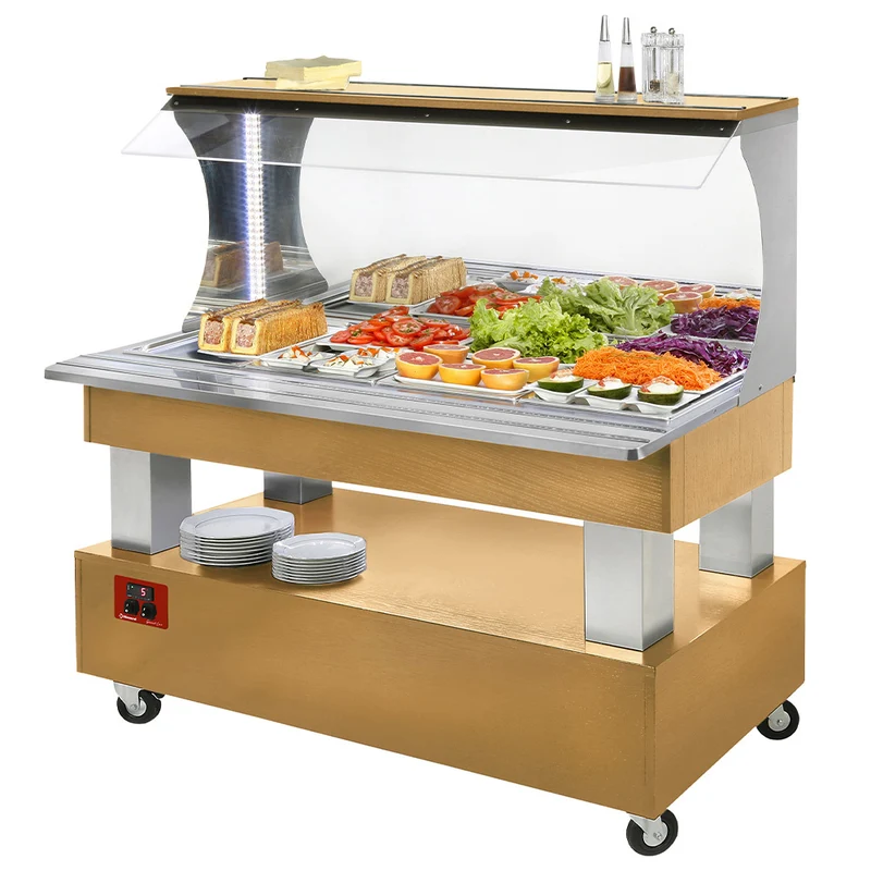 Salatbar gekühlt für 4 x GN 1/1 , Dekor Helle Eiche, ASB/4N-D1-R2