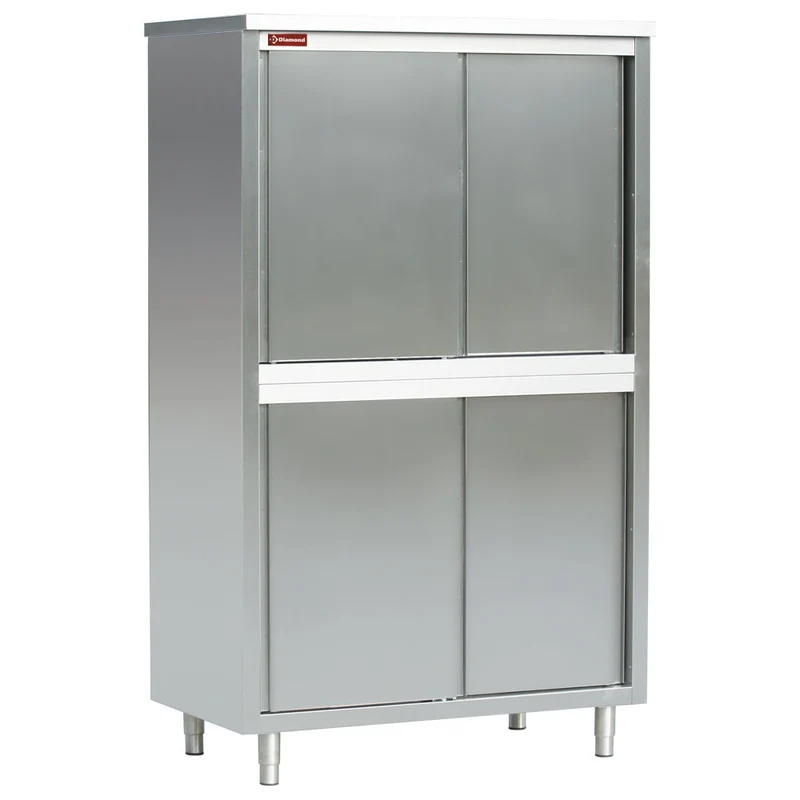 Edelstahl-Hochschrank mit Schiebetüren , 160 cm breit, AR167V1/B