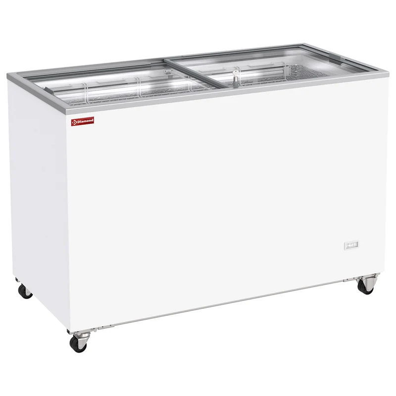 Profi-Tiefkühltruhe 410L , Glasschiebedeckel , Fahrbar, GVL41-G4