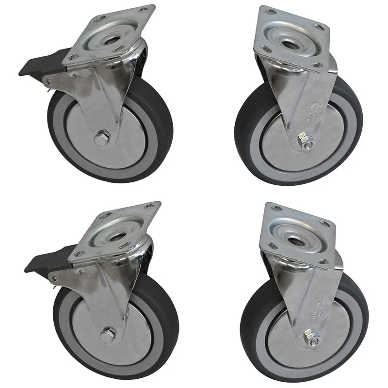 Lenkrollensatz aus Edelstahl (4-tlg.), 2 mit Feststellbremse, A77KIT/X-U