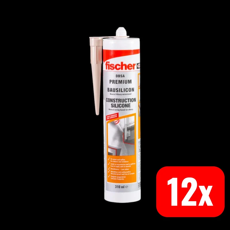 12x B-Ware fischer Dichtstoff Silikon Bausilicon Construction Pro SI beige 310 ml 12 STÜCK