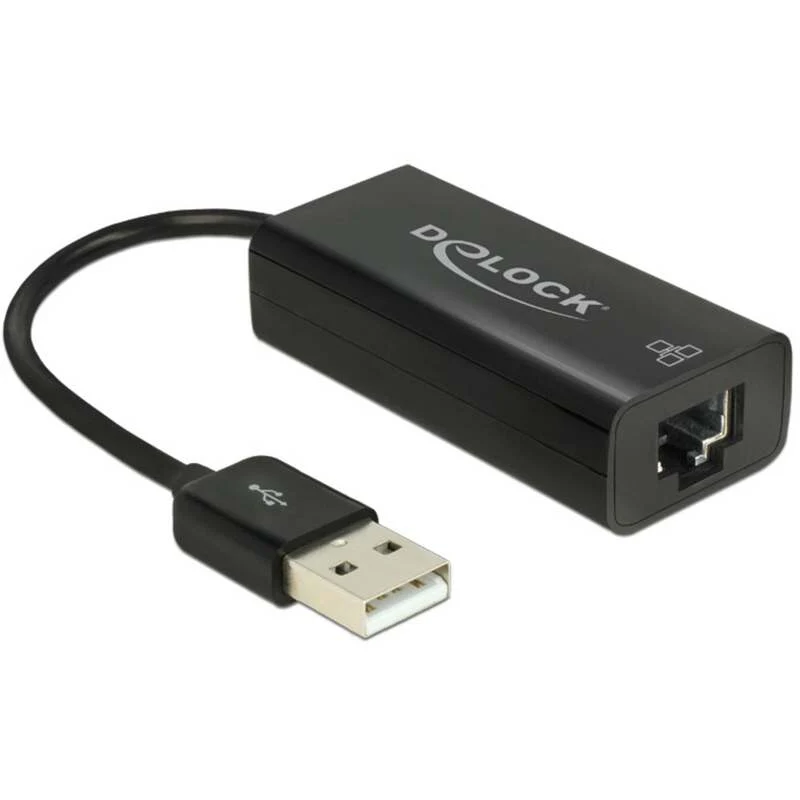 2x B-Ware DELOCK Netzwerkadapter LAN Adapter USB RJ45 Ethernet Schwarz Plug Play 2 STÜCK