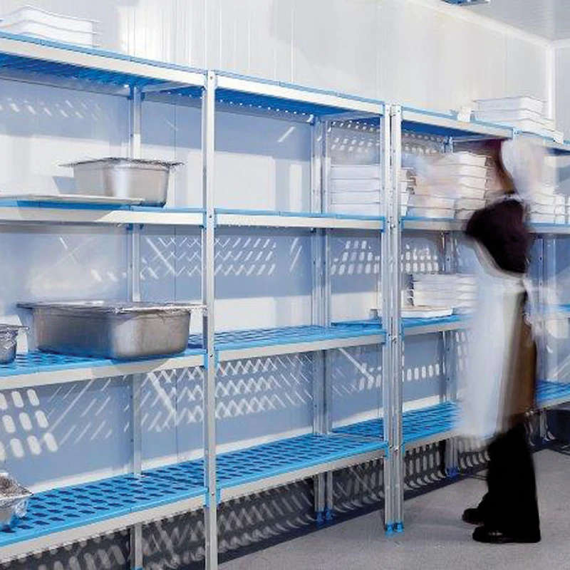 Kühlzellenregal L-Form aus Aluminium , 4 Ebenen , 175 cm Höhe, GA1184/BF