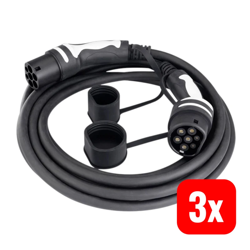 3x B-Ware Sygonix Ladekabel Stromkabel E Auto 7m Typ 2 Außen geeignet schwarz 3 STÜCK