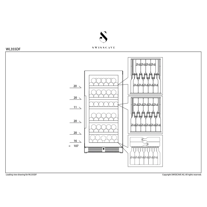 Weinkühlschrank 107 Flaschen Swisscave WL355DF