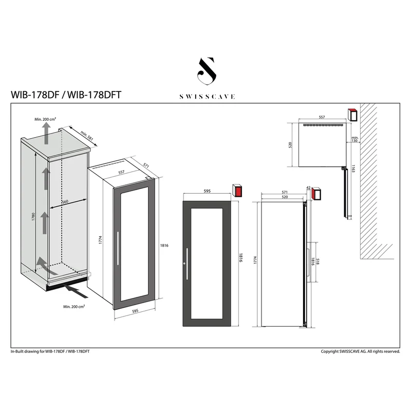 Weinkühlschrank 94 Flaschen Swisscave WIB-178DF